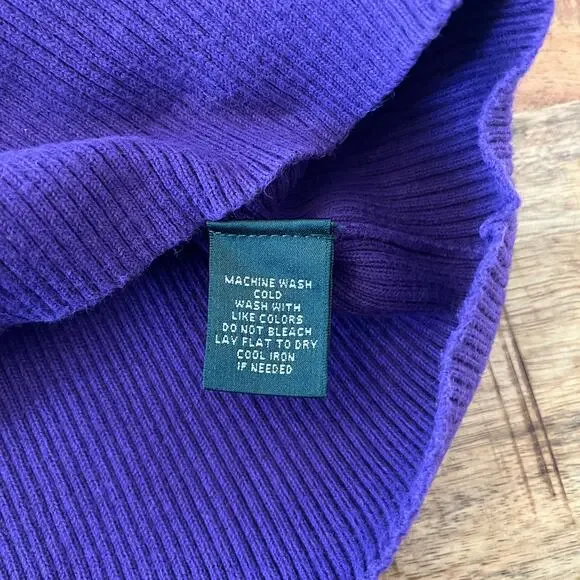 Lauren Ralph Lauren Turtleneck Sweater Women XS Ribbed Purple - Picture 8 of 10